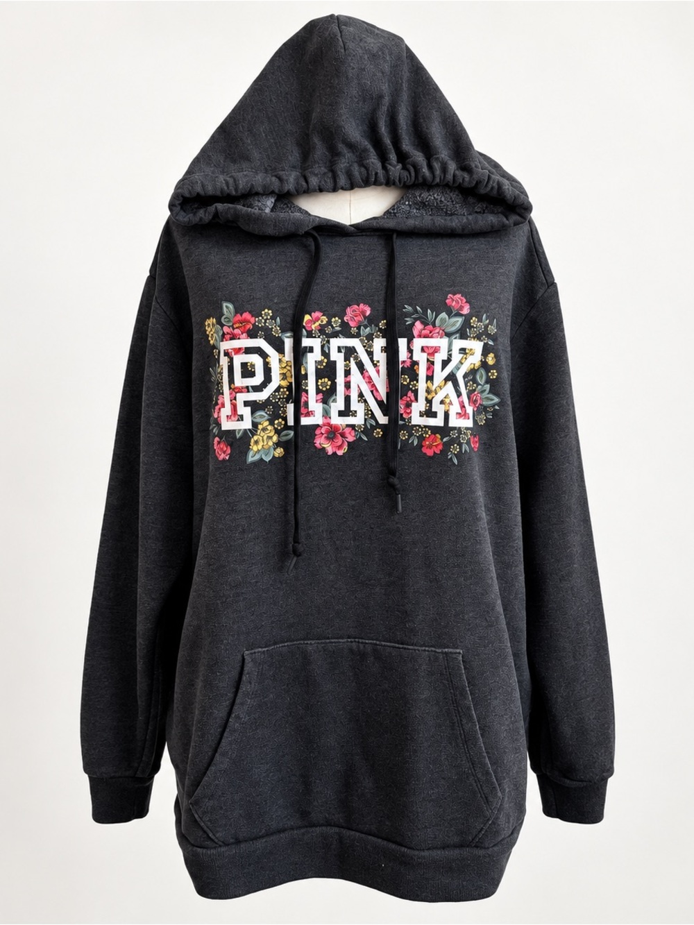 PINK Victoria’s Secret Floral Varsity Logo Oversized Hoodie L